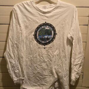 Authentic Pigment Shirt Mens M White Long Sleeve Live To Fish Boy Scouts